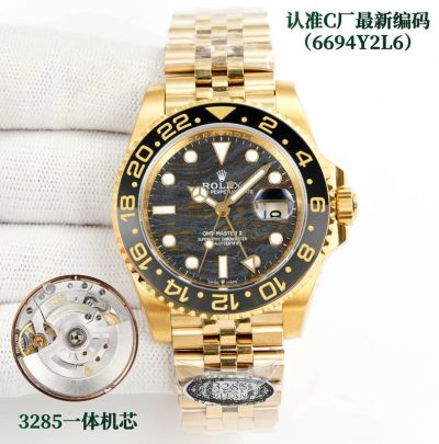 Rolex GMT-Master ii 3285 Movement 904L Steel Sapphire Glass Gold Bracelet Mens Watch